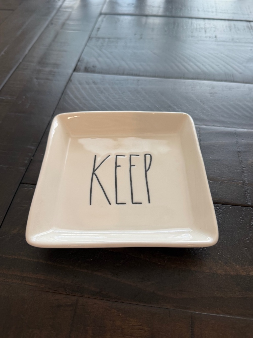 Rae Dunn KEEP Trinket Tray Jewelry Dish Farmhouse Decor 5x5